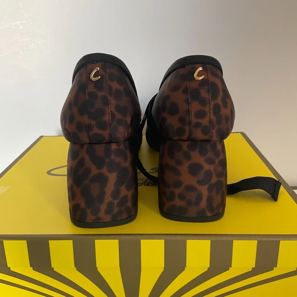 Circus NY by Sam Edelman Della Strappy Chunky Block Heel Natural Leopard Sz 7 - Picture 8 of 12